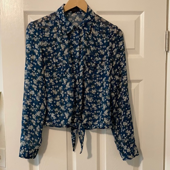 Sheer poly button down - Picture 1 of 6